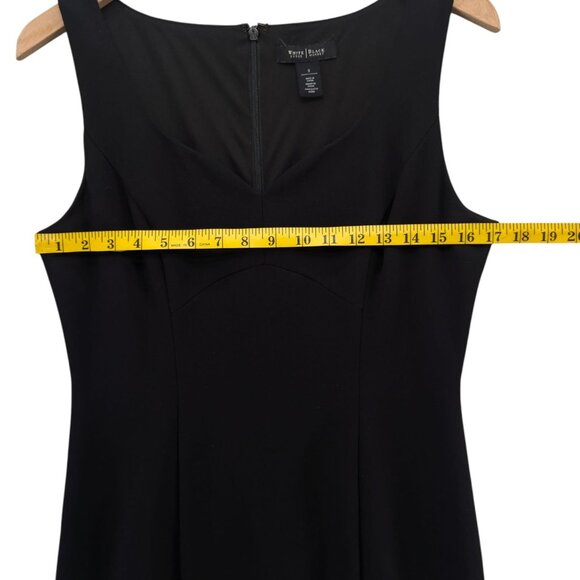 WHBM Sheath Cocktail Dress Solid Black Ponte Sleeveless Knee Length Size 8 - Picture 9 of 11